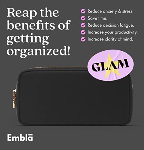 Embla Small Black Travel Cosmetic Pouch – Nylon Makeup Bag & Toiletry Organizer