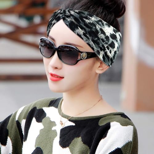 6-Pack Camo & Leopard Headbands for Women - Elastic Hair Wraps