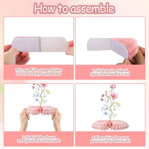 Floral Honeycomb Centerpieces Set - 12 Pcs for Baby Showers & Parties