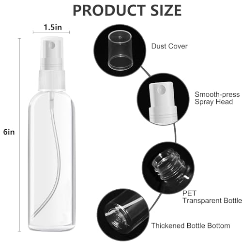 4 Pack 4 Oz Refillable Fine Mist Spray Bottles - Eco-Friendly