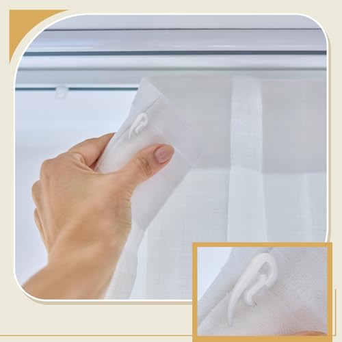 300 Pcs White Plastic Curtain Hooks for Drapes & Shower Curtains