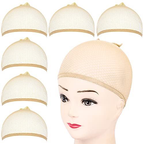 Fandamei 6PCS Light Brown Mesh Wig Caps - Breathable & Stretchable