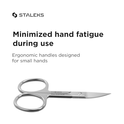 STALEKS PRO SMART 30 Nail Scissors, Curved Blade Stainless Steel Manicure Tool