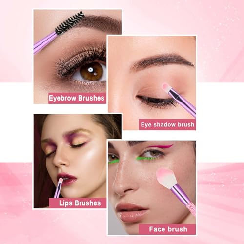 10-Piece Glitter Makeup Brush Set - Professional Cosmetic Tools