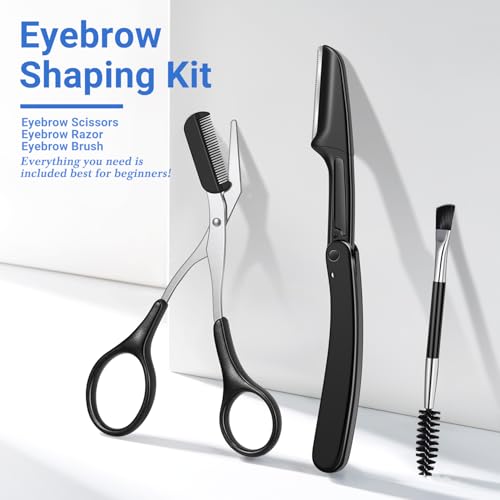 TsMADDTs Black Eyebrow Kit - 8 in 1 Trimmer, Scissors & Tweezers Set