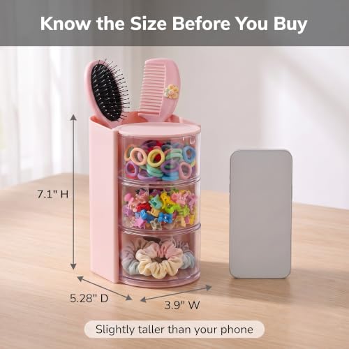 3-Tier Pink Hair Accessories Organizer Caddy - Imakmasion