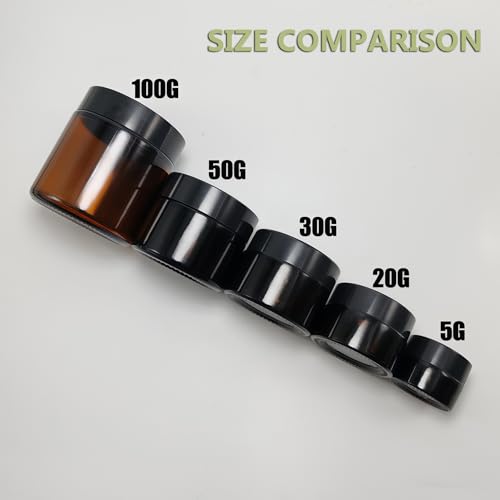 TUPWEL 6 Pack Amber Glass Cosmetic Jars 5ml Small Lotion & Balm Containers