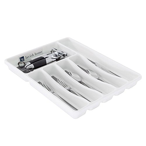 6-Section Silverware Drawer Organizer with Nonslip Tray - Versatile for Kitchen, Office & Makeup