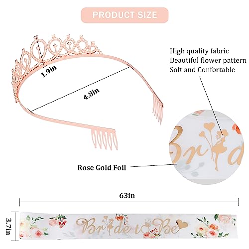 Rose Gold Bride To Be Sash & Tiara Set - Bachelorette & Bridal Shower Decorations