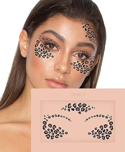 Mercy London Leopard Print Face Jewels - Halloween Costume Accessories