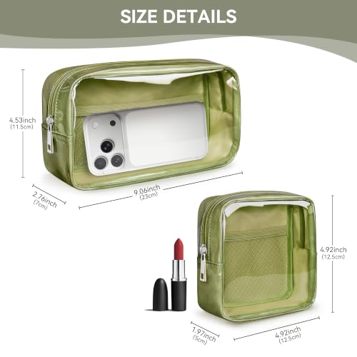 2-Piece Clear Makeup Bag Set - Waterproof PVC Travel Toiletry Organizer
