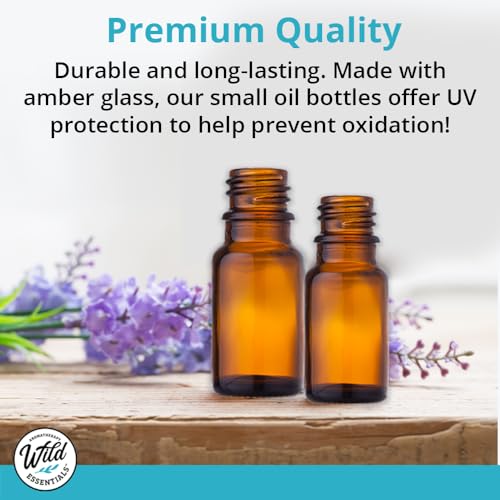 Amber Glass Bottles 10ml - 24 Pack for Essential Oils & DIY