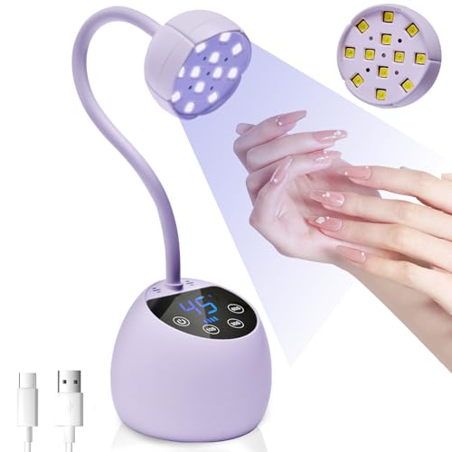 CGBE Purple UV LED Nail Lamp 36W Mini Cordless Gel Curing Light for Nails