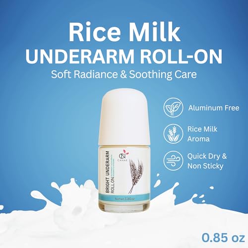 Natural Underarm Deodorant Roll-On with Alpha Arbutin & Rice Ferment, Aluminum-Free, Sensitive Skin, Travel Size