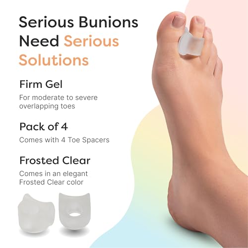 ZenToes Firm Frosted Clear Gel Toe Spacers for Bunions - 4 Count