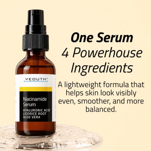 YEOUTH Niacinamide Serum with Hyaluronic Acid & Licorice Root 1oz – Brightening & Hydrating Face Serum