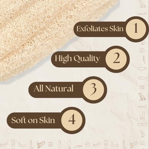 100% Natural Egyptian Loofah Sponge - Exfoliating Body Scrubber (1 Count)