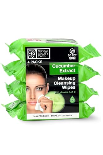 Global Beauty Care Cucumber Makeup Remover Wipes, 30 Count (Pack of 4)