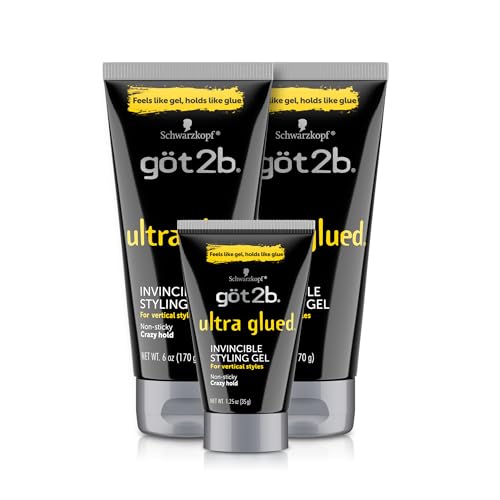 Got2B Ultra Glued Hair Gel 4.42 oz (Pack of 3) - Extra Strong Hold, No Flake
