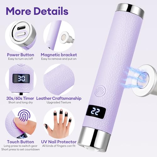LIARTY Cordless UV LED Nail Lamp - Rechargeable Gooseneck Gel Curing Pen