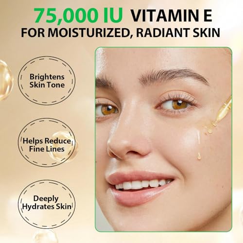 Meifenla 4 Fl Oz Pure Vitamin E Oil 75,000 IU for Skin, Hair, Nails & Body, Moisturizing & Scar Reduction