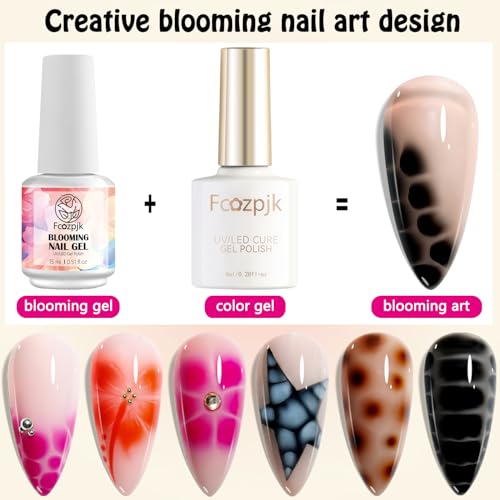 Fcozpjk 15ML Blooming Nail Gel with Dotting Pen for Nail Art Design