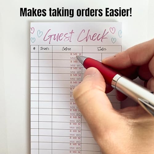 Guest Check Notepad for Servers - Steak Temperature Order Pad (3-Pack)