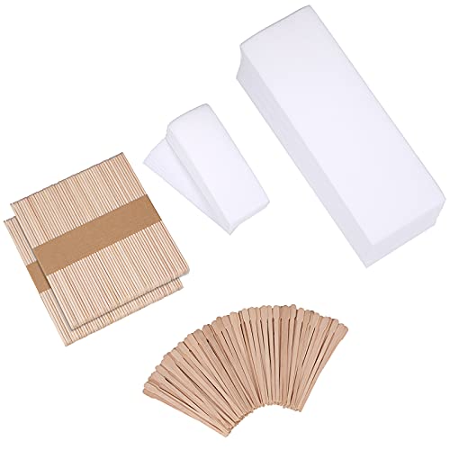 Yaomiao White Waxing Strips & Wooden Applicators Kit for Hair Removal - 250 Pieces