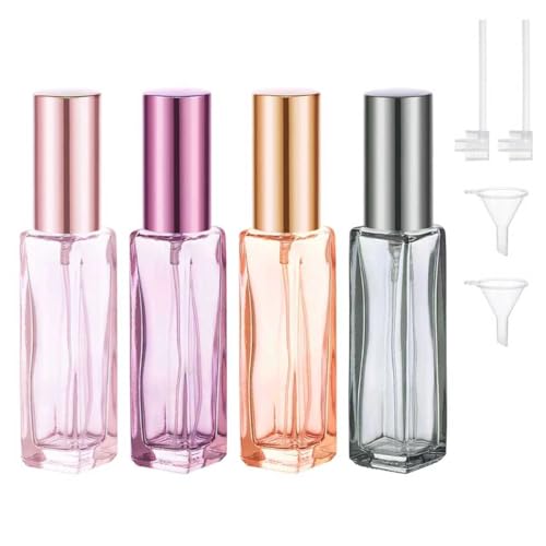4-Pack 10ml Refillable Travel Perfume Bottles – Leak-Proof Glass Atomizers