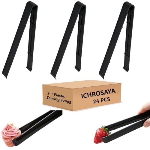 9-Inch Disposable Serving Tongs - 24 Pack, BPA-Free Plastic for Catering & Parties