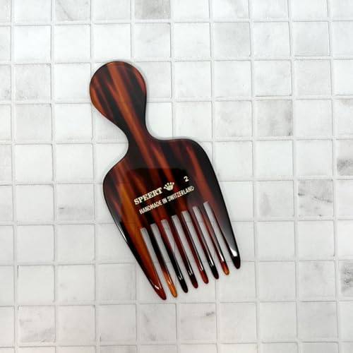 Speert Handmade Wide Tooth Hair Pick - Tortoise Acetate Detangling Comb