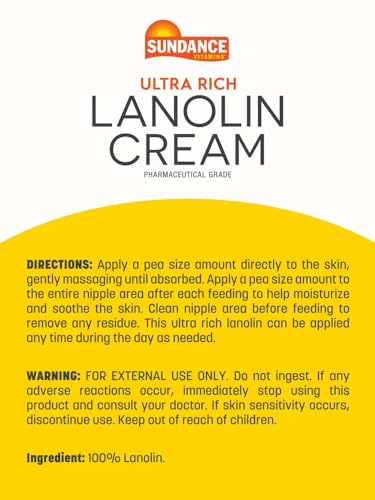Sundance Lanolin Cream - Ultra Rich Pharmaceutical Grade Moisturizer, 7 oz