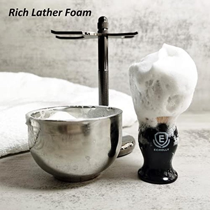Luxury Shaving Brushes For Men by Echolly-Super Strong NO Shedding Bristle Shave Brushes for Men-Smooth Acrylic Handle Legacy Shave Brush-Rich and Fast Lather Shaving Cream Brush Gifts for Fathers Day
