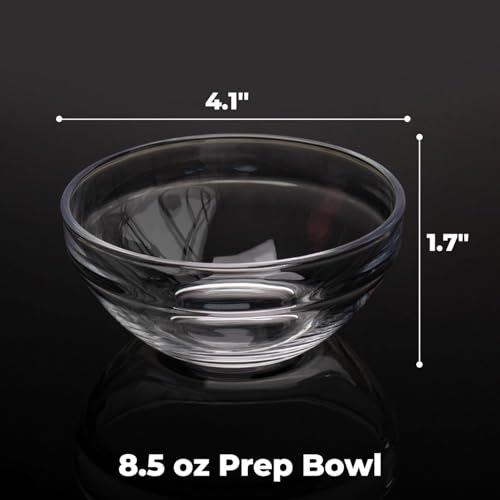 8.5 oz Clear Glass Prep Bowls - 4 Pack, Stackable & Safe