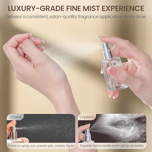 Cryslora Refillable Perfume Atomizer, 15ml Travel Spray Bottle with Wood Lid