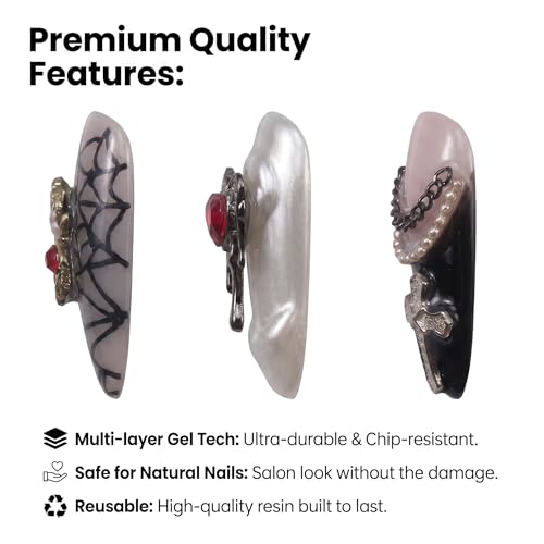 Gothic Punk Press On Nails - Black & Pink Gradient, M/SD315
