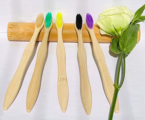 Bamboo Toothbrushes 10 Pack, Medium Soft Bristles BPA Free