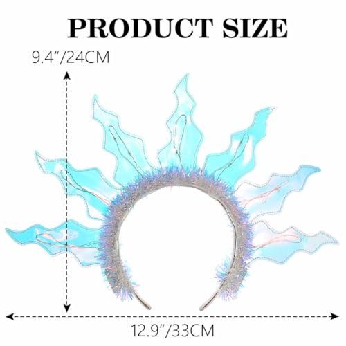 Zoestar Yellow Light Up Sun Goddess Headband LED Flame Crown Hair Accessory