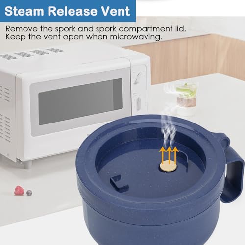 Microwave Soup Mugs with Lids & Handles - 28.7oz BPA-Free Ramen Bowls