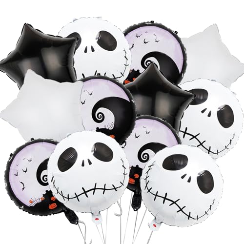 16Pcs Halloween Skull Balloons - Foil Decorations for Parties