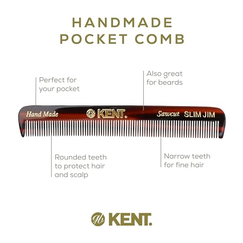 Kent Slim Jim Handmade Fine Tooth Pocket Comb for Hair and Beard