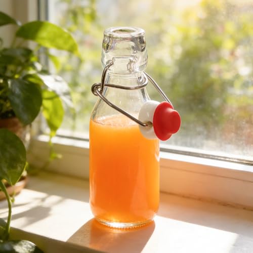 6 Pack 4oz Airtight Flip Top Glass Bottles for Kombucha & Fermentation