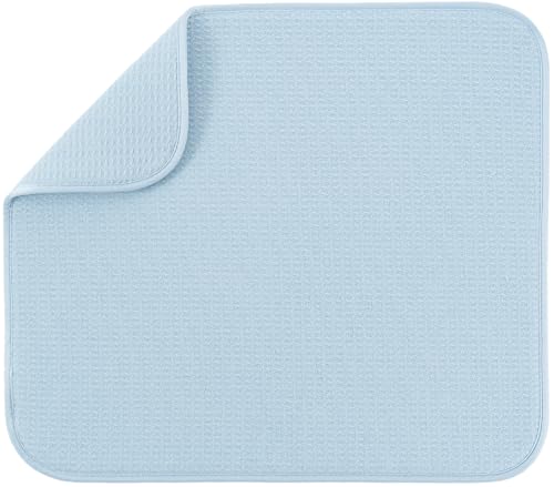 S&T INC. Microfiber Dish Drying Mat 16" x 18" - Sky Blue