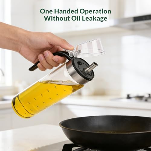 Hotder 500ml Olive Oil Dispenser Bottles - Glass, Non-Drip Spout, Easy Refill (2-Pack)
