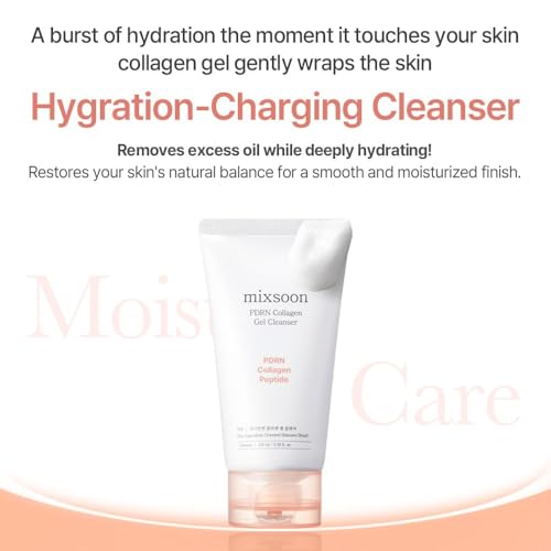 mixsoon PDRN Collagen Gel Cleanser - Lightweight Deep Pore Cleanser for All Skin Types, 100ml