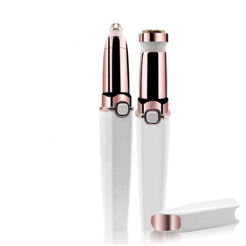 Abhiya's Facial Hair Remover & Eyebrow Trimmer - 2 in 1 Electric Women's Face, Nose & Body Shaver - Painless Epilator - USB Rechargeable with LED Light