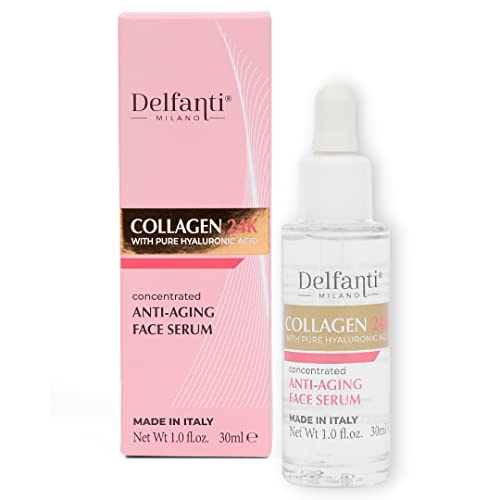 Collagen 24K Gold Hyaluronic Acid Face Serum - Anti-Aging Skin Care, Made in Italy