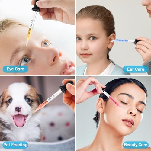 Herain 8-Pack 1mL Glass Eye Droppers with Measurement Tips
