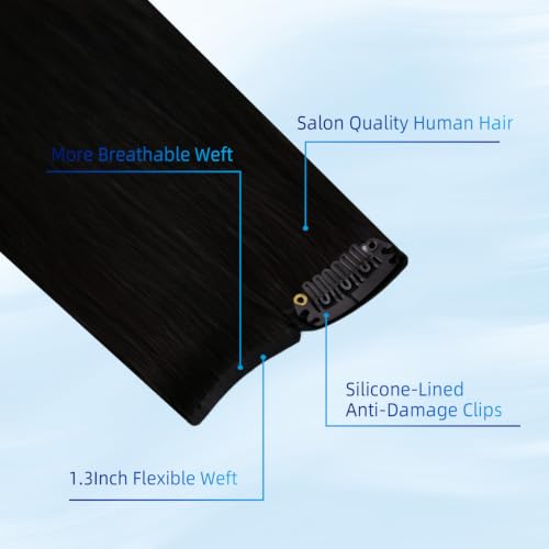 12 Inch Seamless Clip-in Hair Extensions - 2 Pcs Natural Black