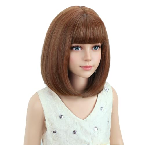 Short Dark Orange Bob Wig - Heat Resistant Synthetic Cosplay Hair